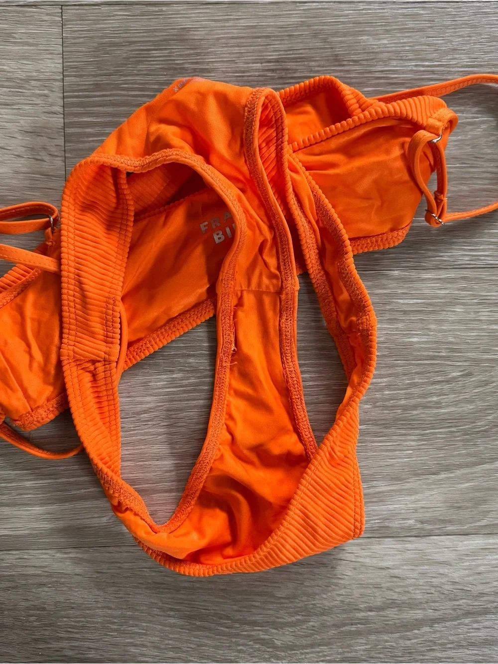 Frankie's Bikinis Orange Ribbed Bikini Set